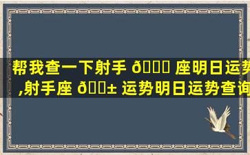 帮我查一下射手 🍀 座明日运势,射手座 🐱 运势明日运势查询结果